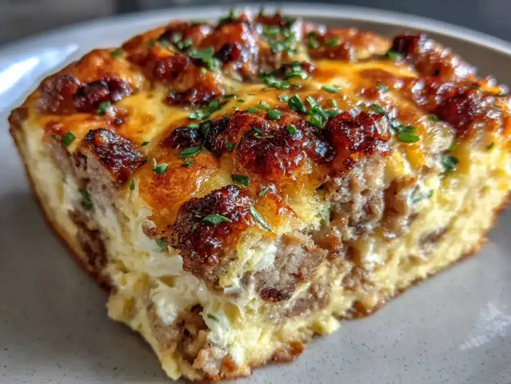 make-ahead sausage and egg breakfast casserole - featured image