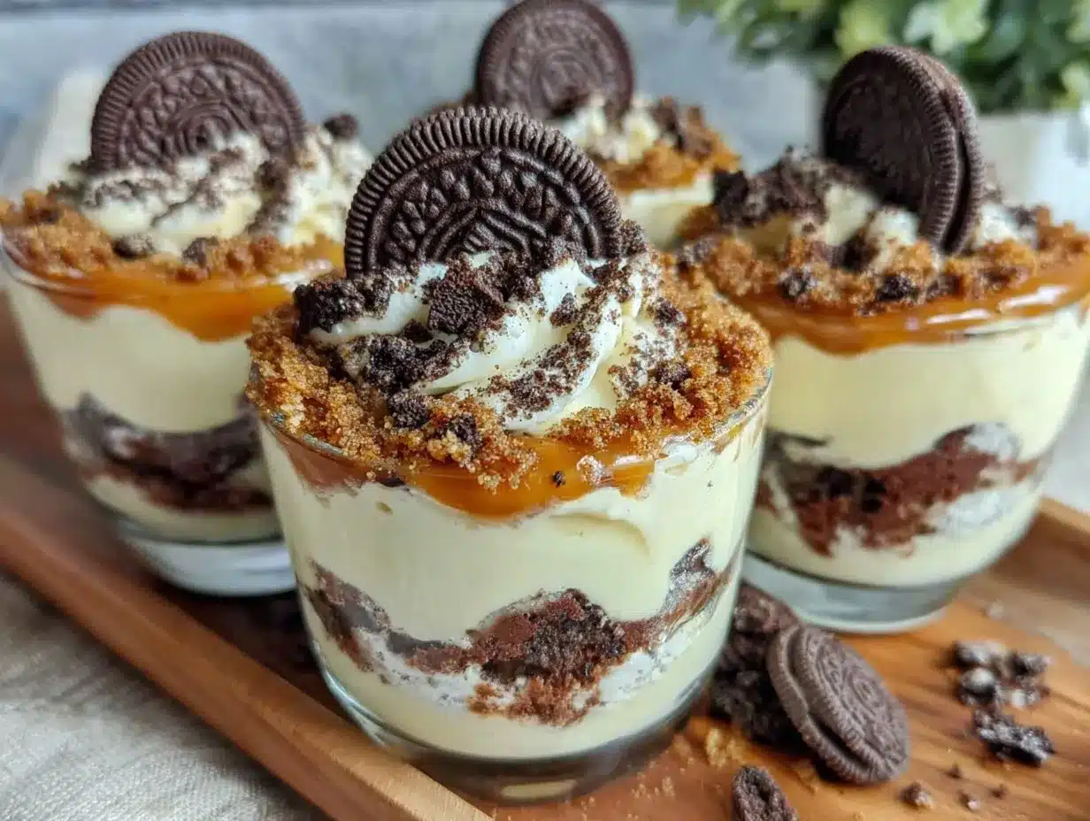 no bake cookies and cream dirt cake cups preparation steps