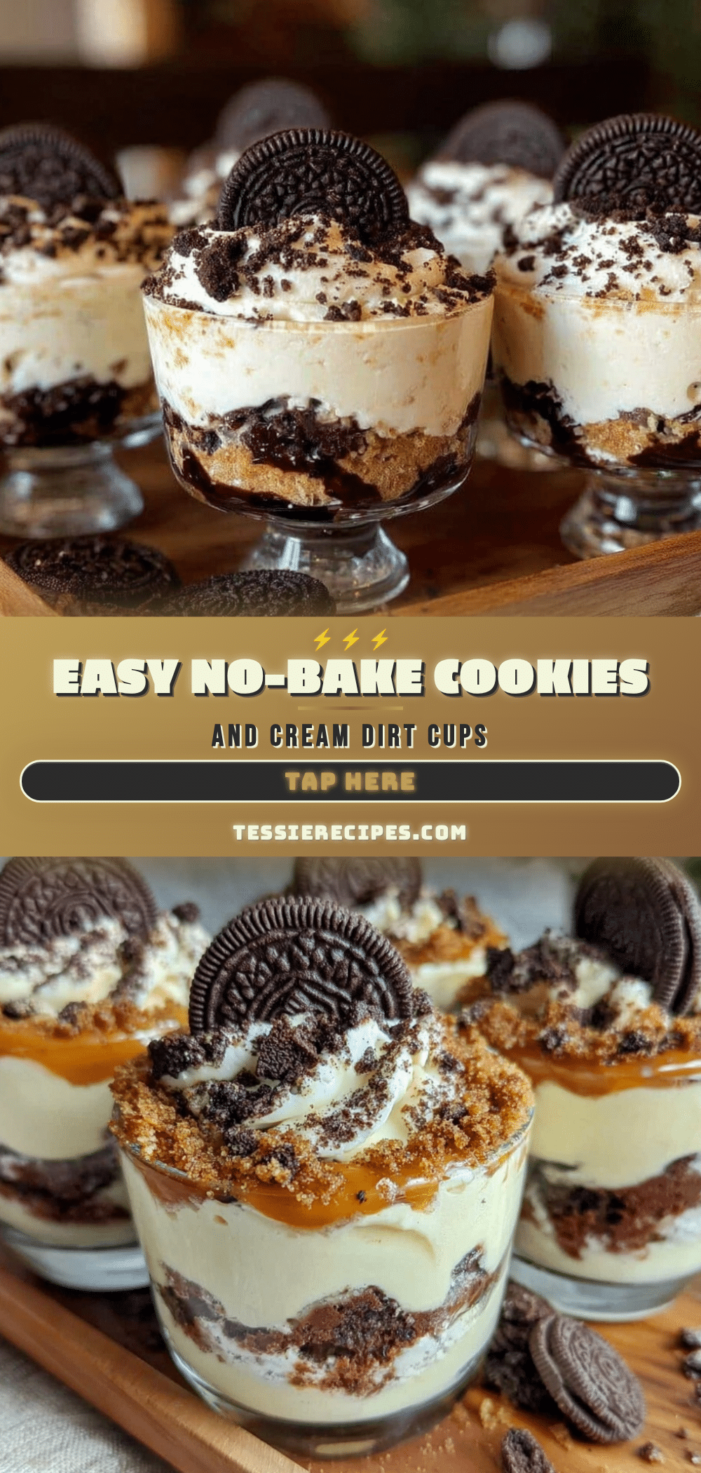 no bake cookies and cream dirt cake cups recipe