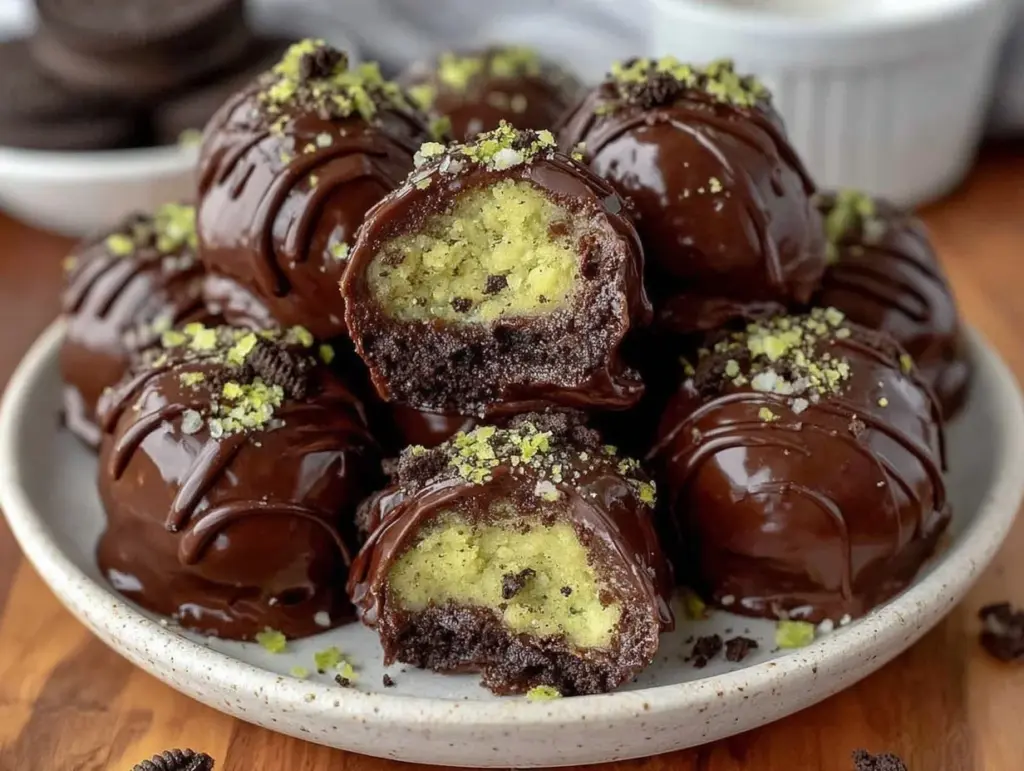 no bake mint oreo truffles - featured image