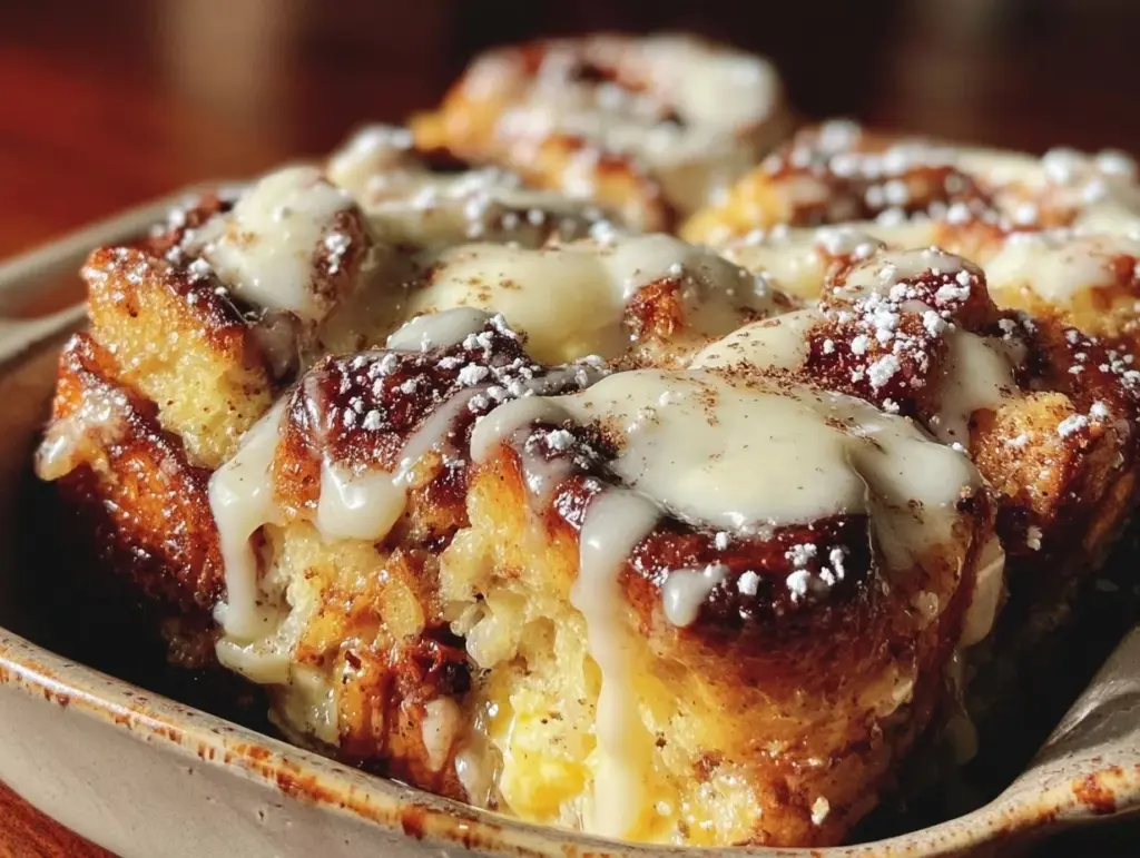 overnight cinnamon roll french toast casserole - featured image