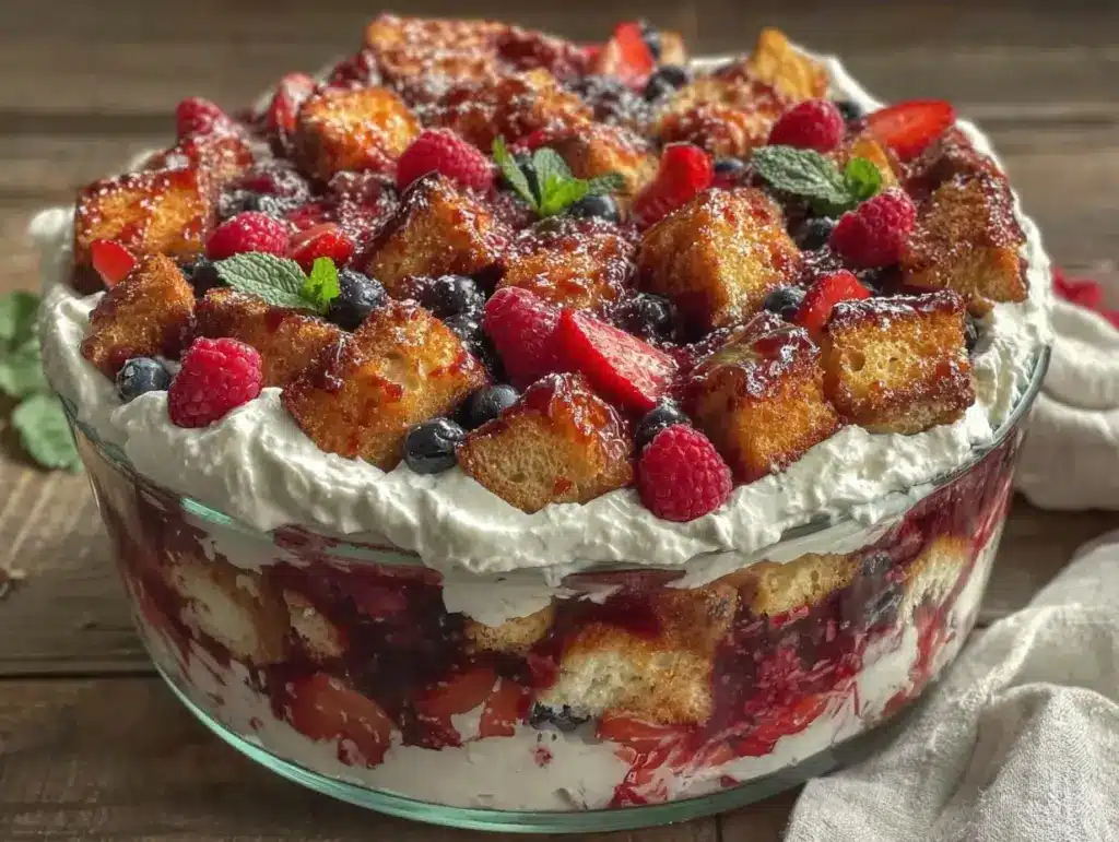 patriotic berry angel food trifle - featured image