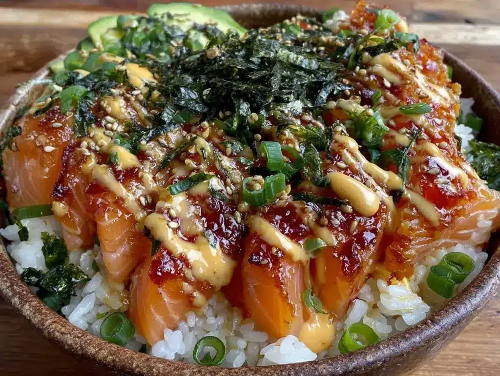 salmon rice bowl - featured image