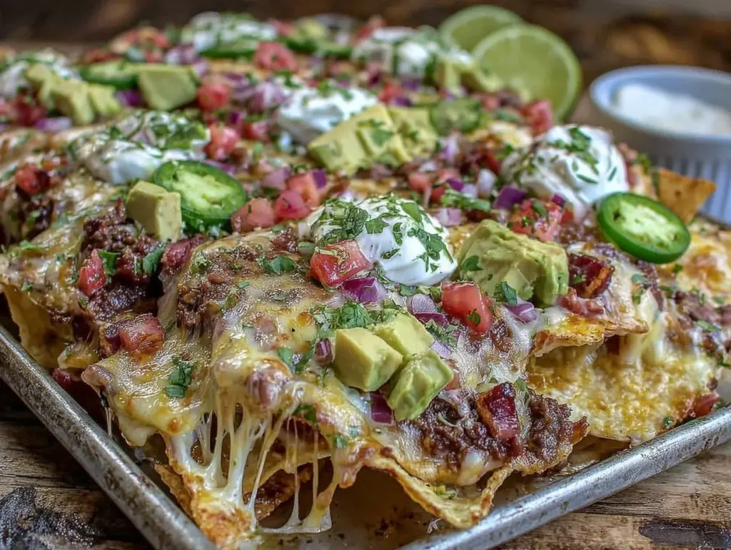 sheet pan taco bar nachos - featured image