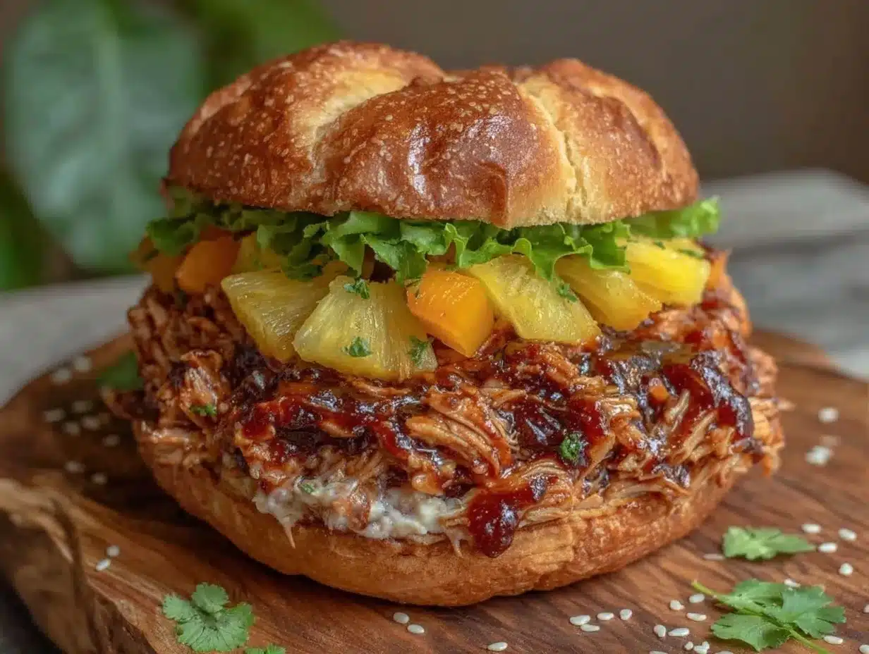 slow cooker hawaiian teriyaki chicken sandwiches preparation steps
