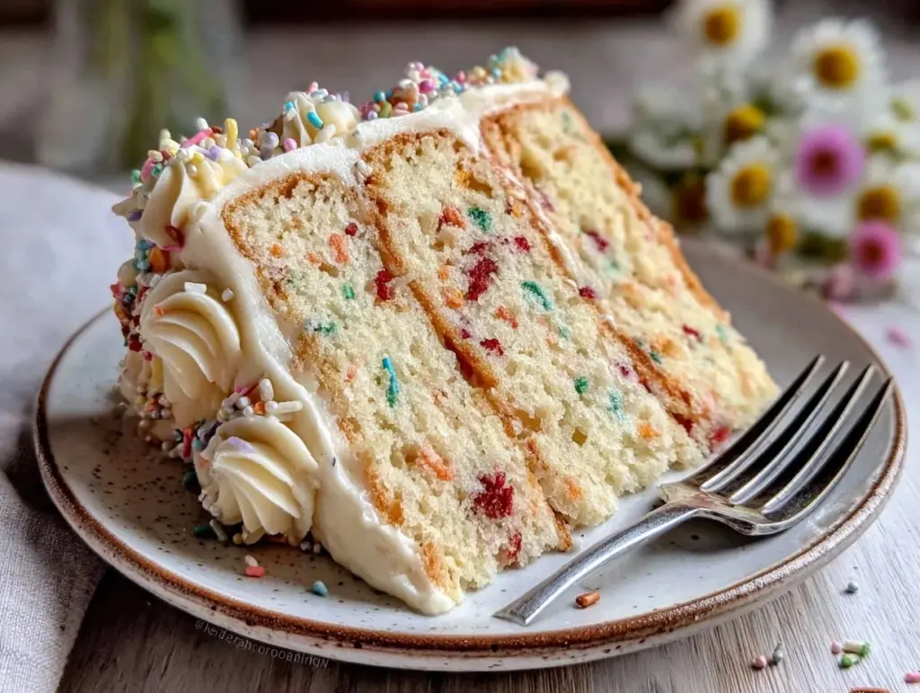 soft funfetti cake - featured image