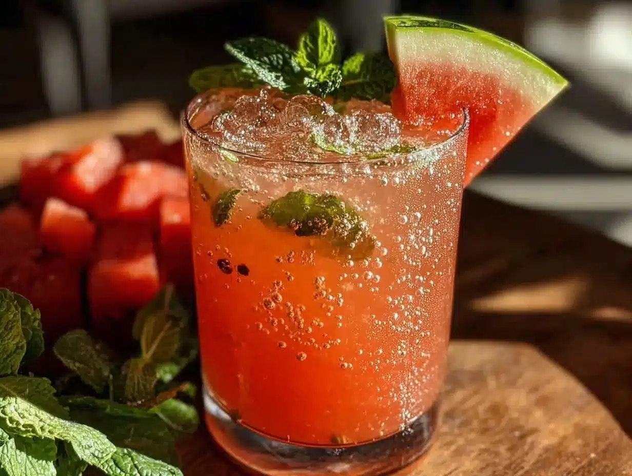 sparkling watermelon mint mocktail preparation steps