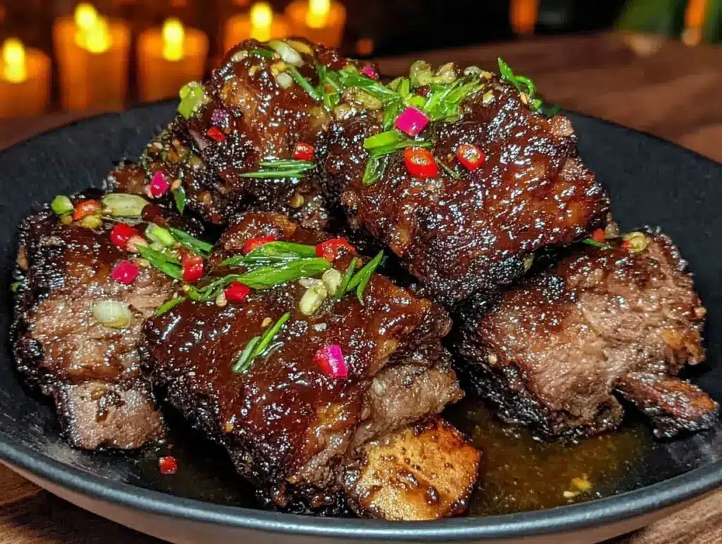 spicy korean bbq beef short ribs - featured image