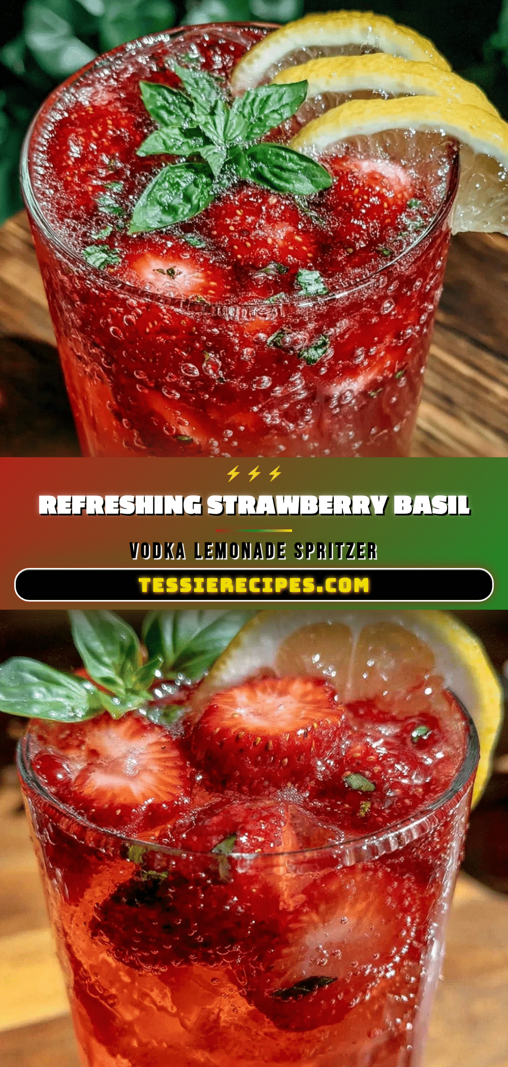 strawberry basil vodka lemonade spritzer recipe