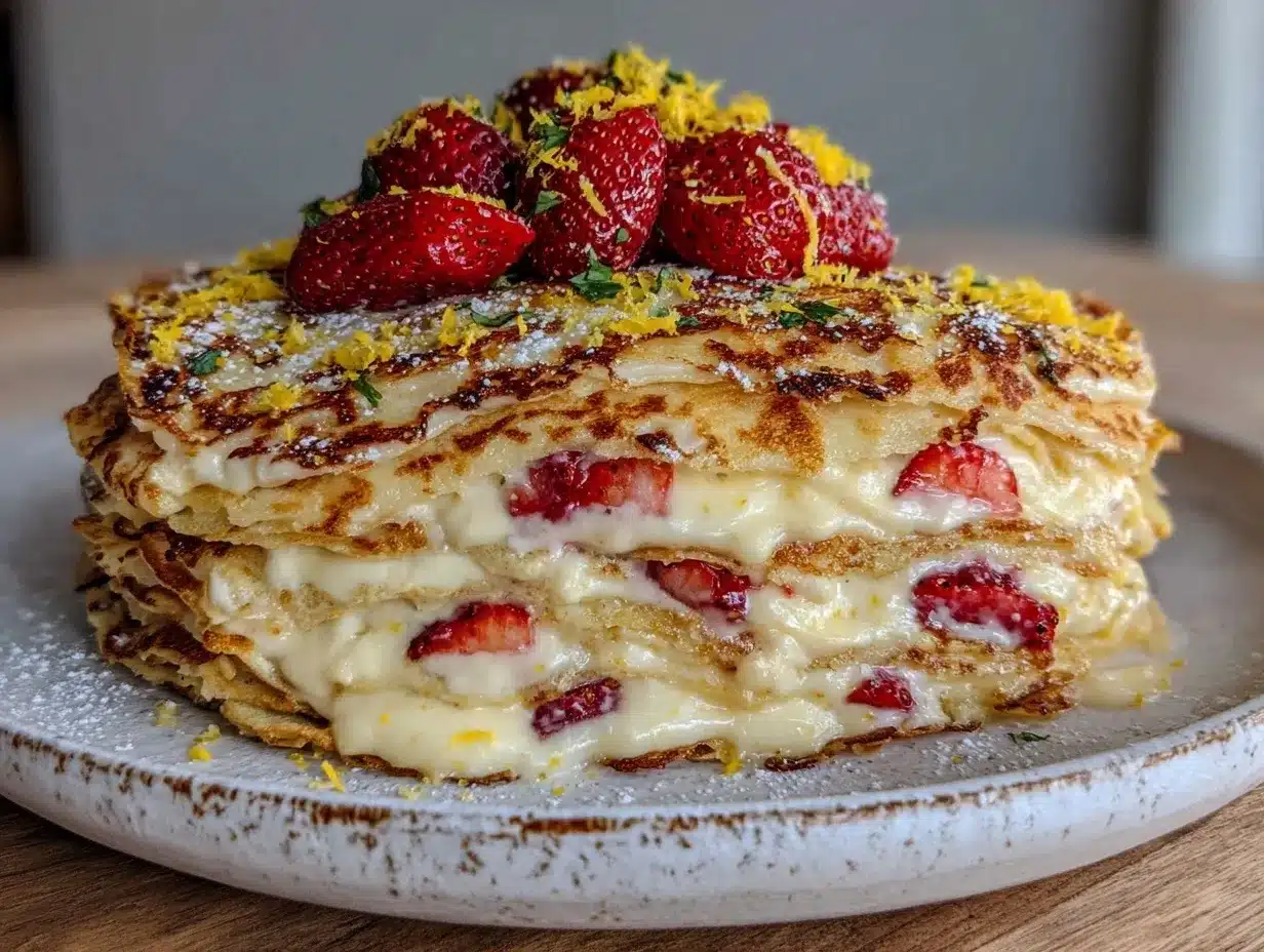 strawberry lemon crepe cake preparation steps