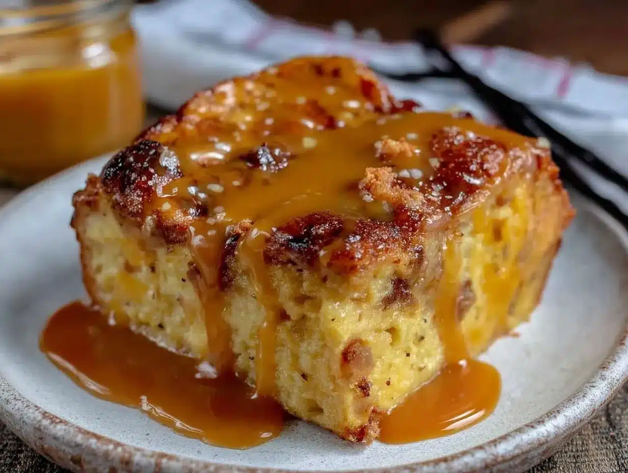 bread pudding with bourbon caramel sauce preparation steps