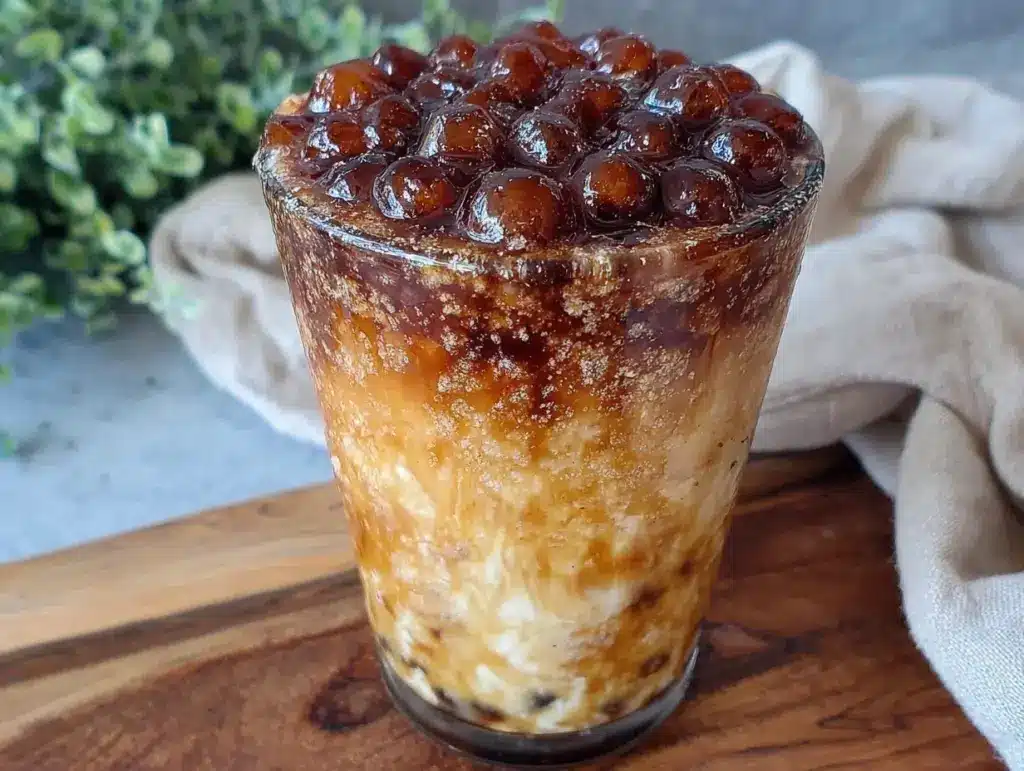 brown sugar boba milk tea - featured image