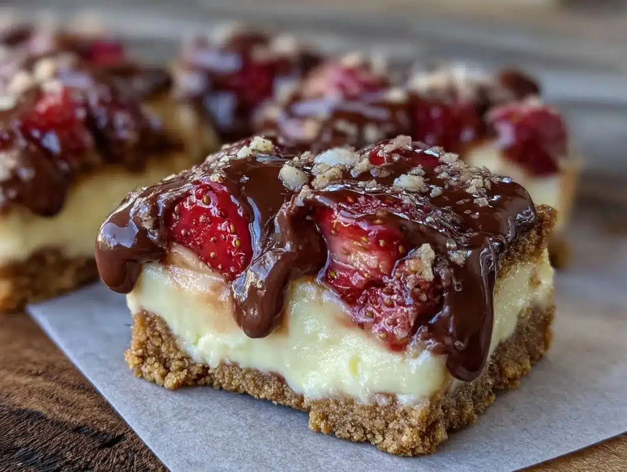 chocolate covered strawberry cheesecake bars preparation steps