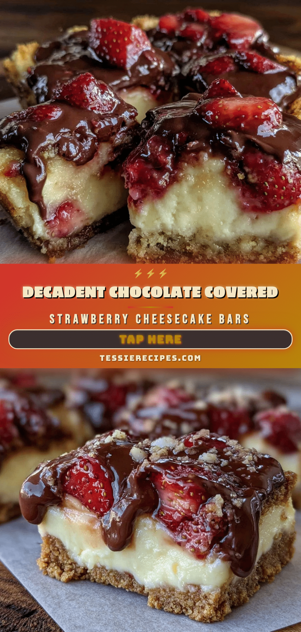 chocolate covered strawberry cheesecake bars recipe