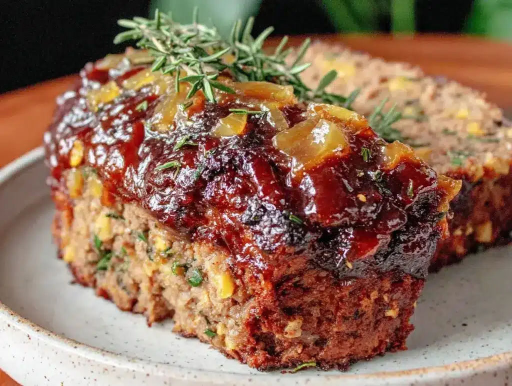 cozy meatloaf with caramelized onion glaze - featured image