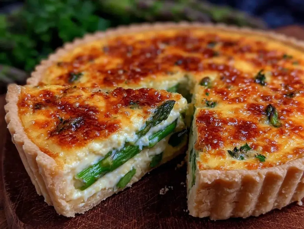 creamy asparagus and gruyère quiche without heavy cream - featured image
