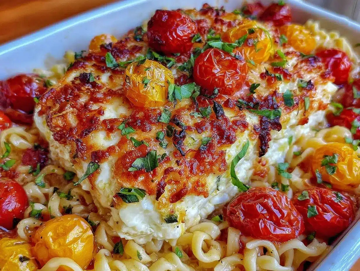 creamy baked feta pasta preparation steps