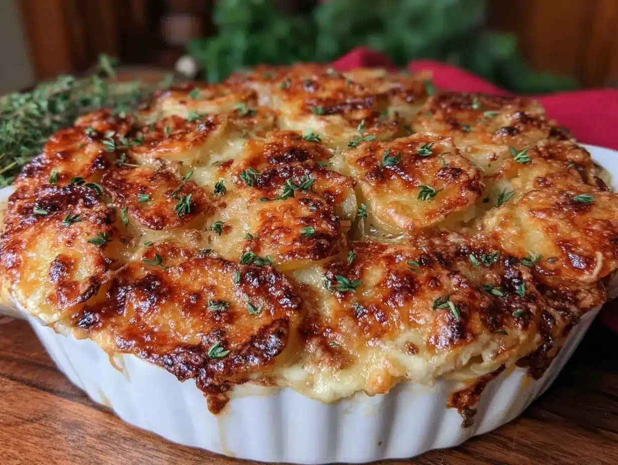 creamy brown butter scalloped potatoes with thyme preparation steps