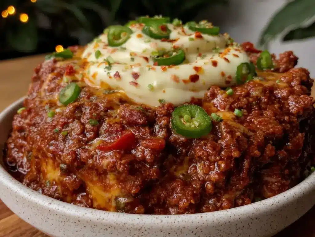 creamy crockpot jalapeño popper chili - featured image