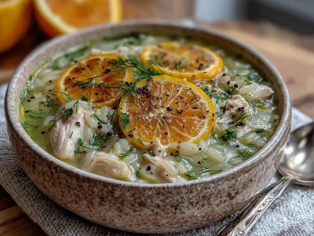 creamy greek lemon chicken soup avgolemono - featured image