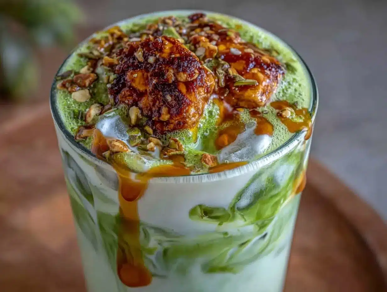 creamy iced matcha latte preparation steps