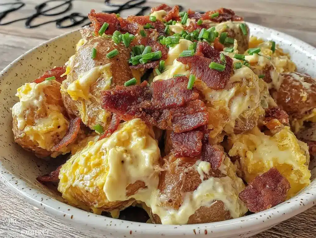 creamy loaded baked potato salad - featured image