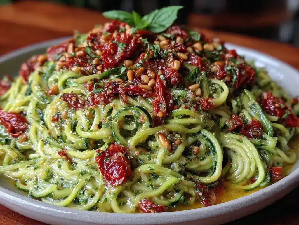 creamy pesto zoodles - featured image