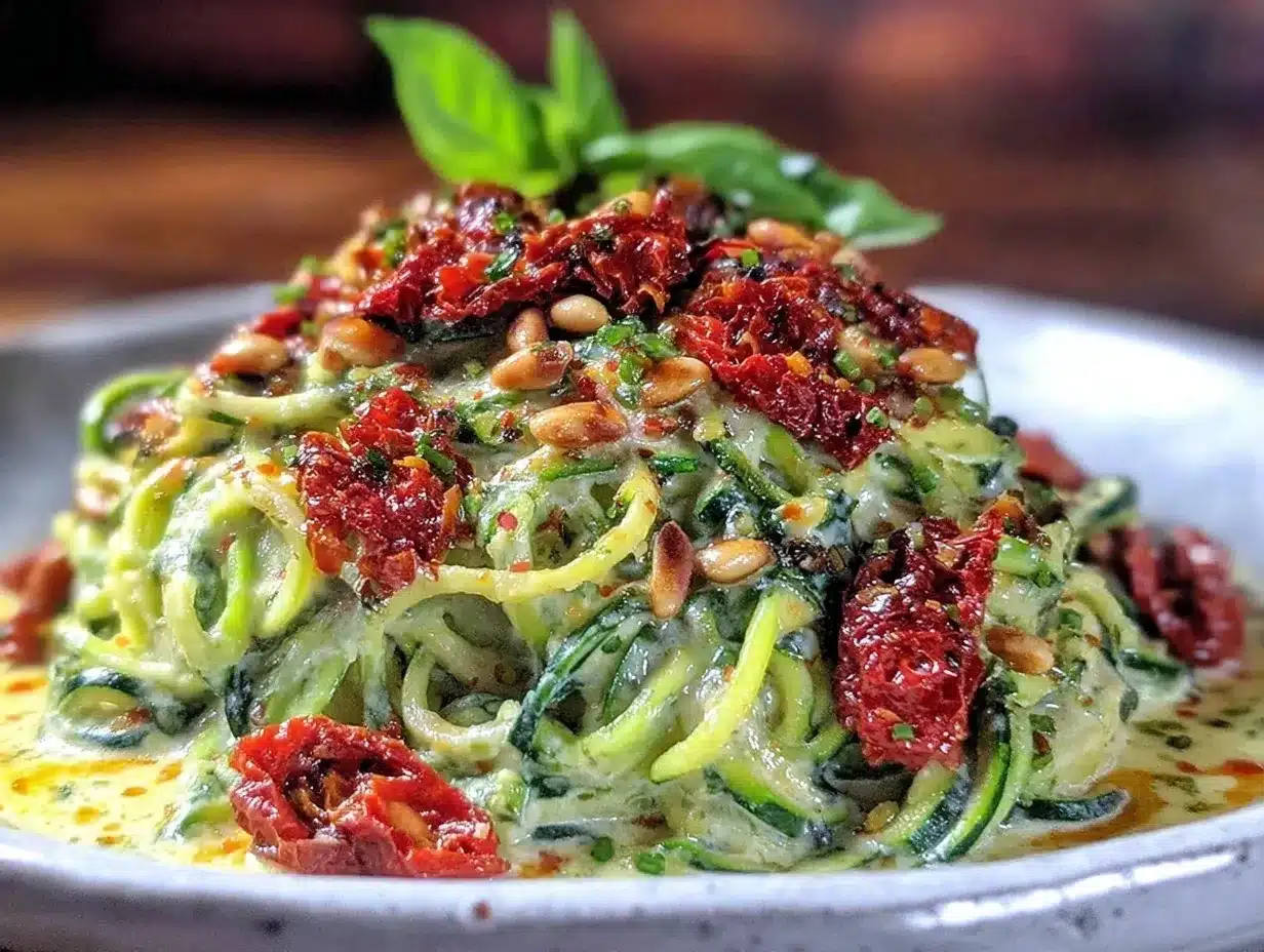 creamy pesto zoodles preparation steps