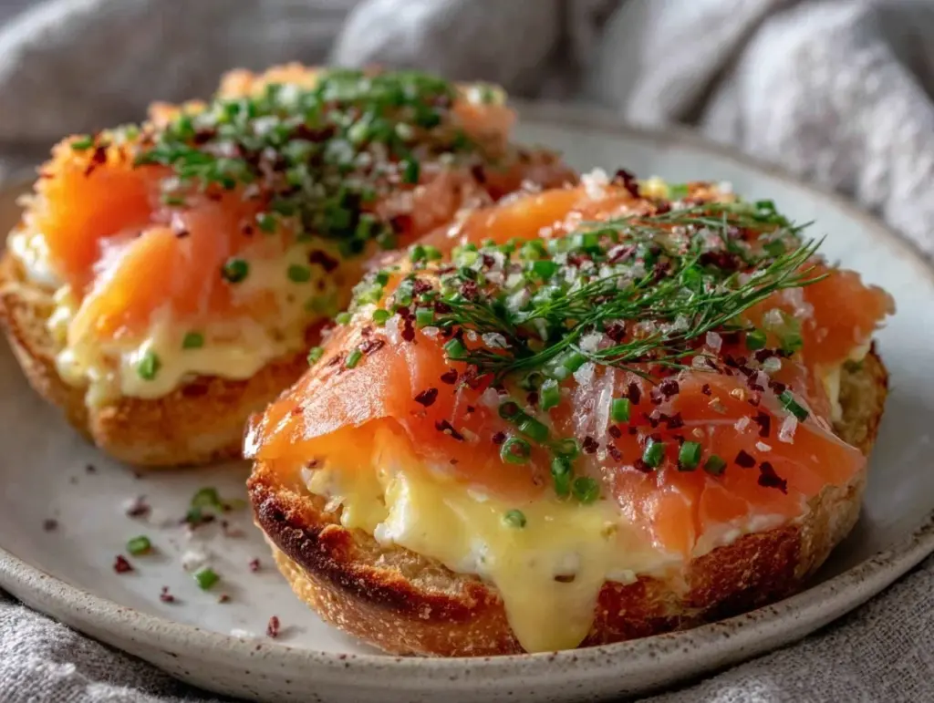 creamy smoked salmon eggs benedict - featured image