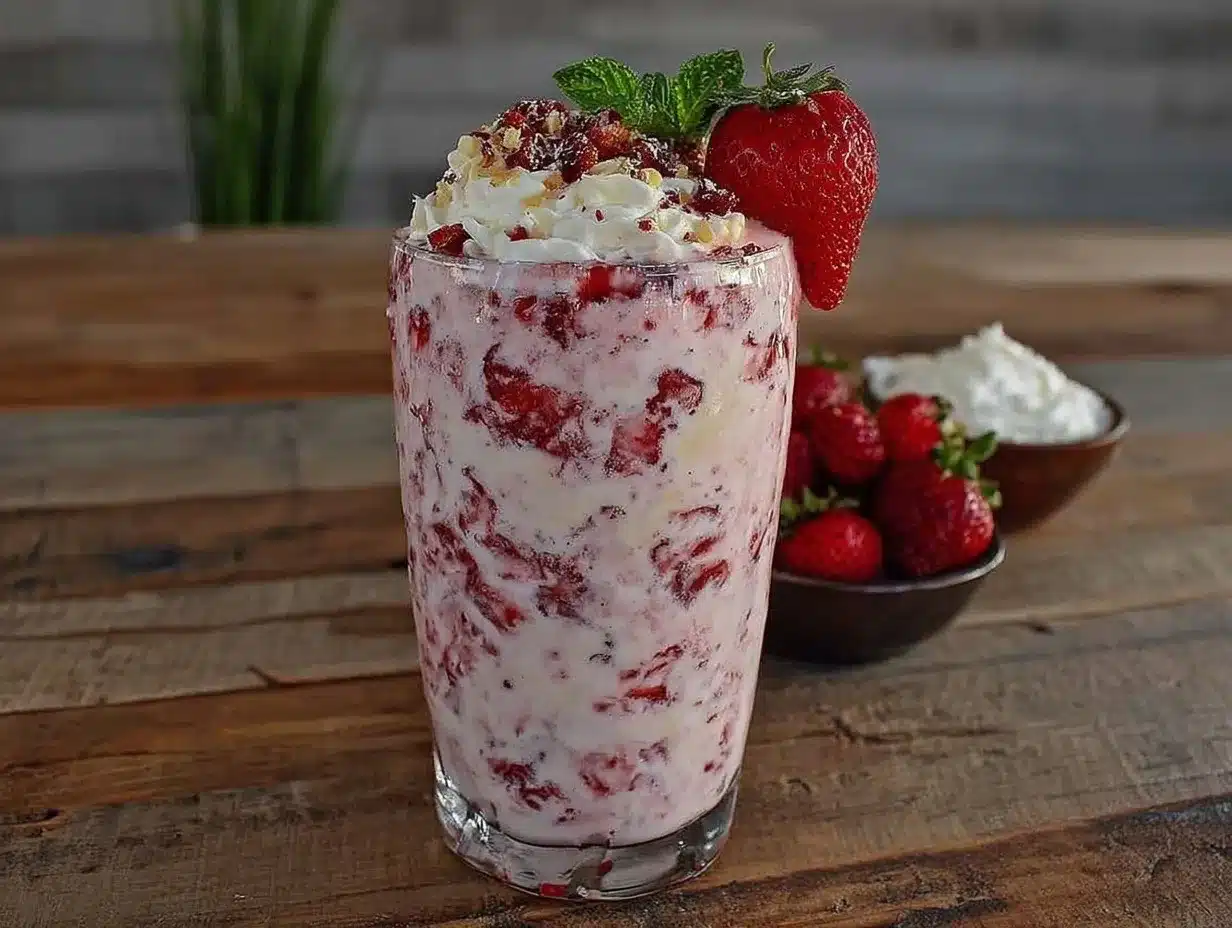 creamy strawberry cheesecake protein shake preparation steps