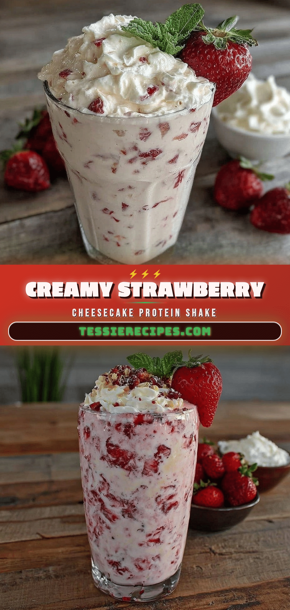 creamy strawberry cheesecake protein shake recipe