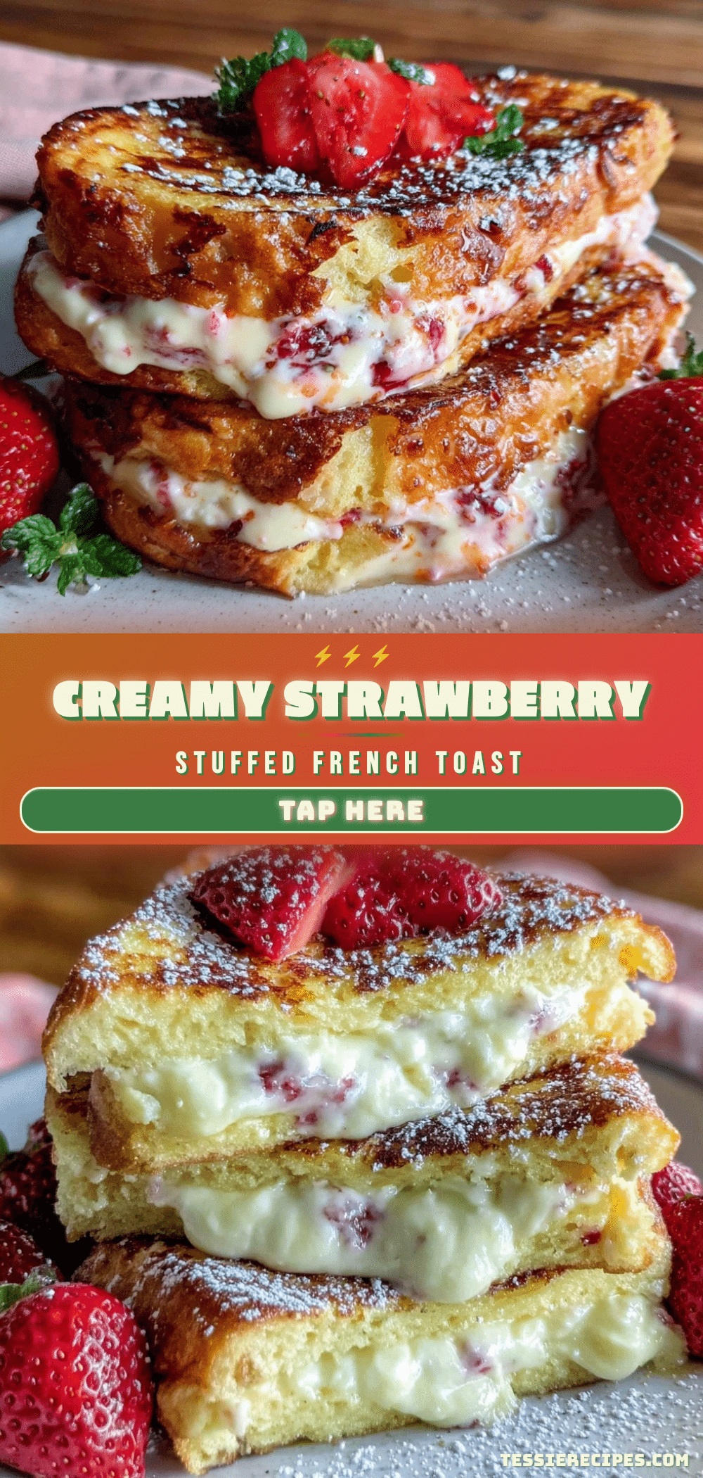 creamy strawberry cream cheese stuffed french toast recipe
