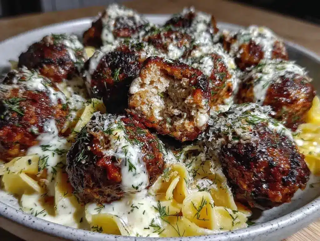 creamy swedish meatballs in dill gravy - featured image