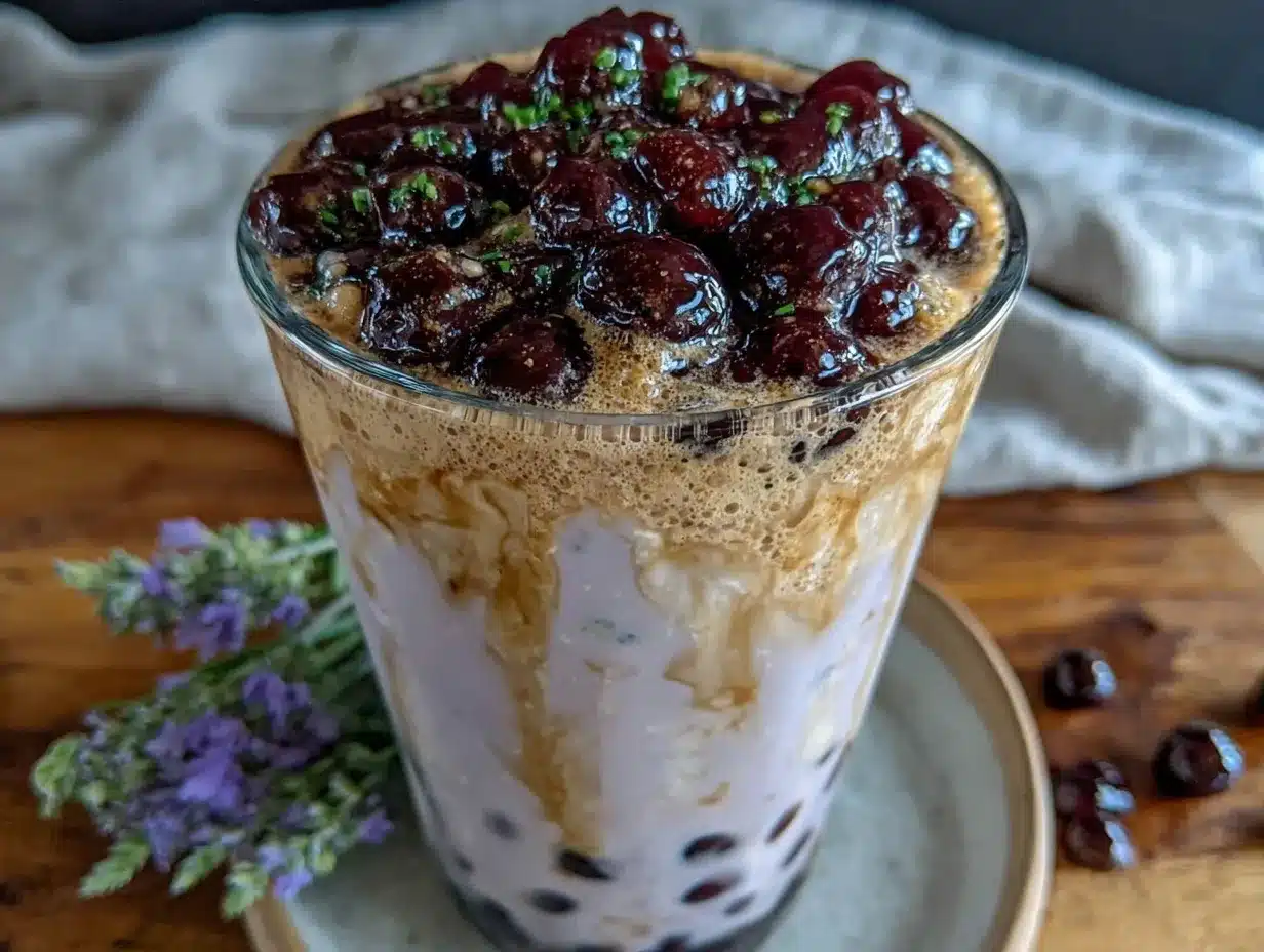 creamy taro bubble tea preparation steps