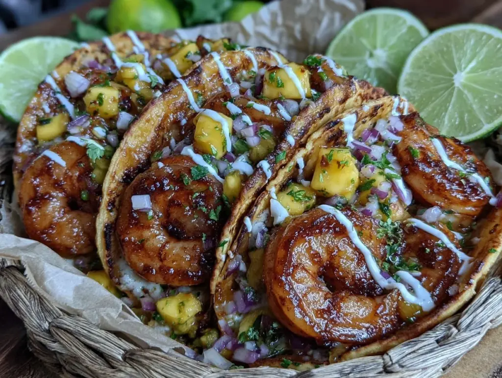 crispy air fryer shrimp tacos - featured image