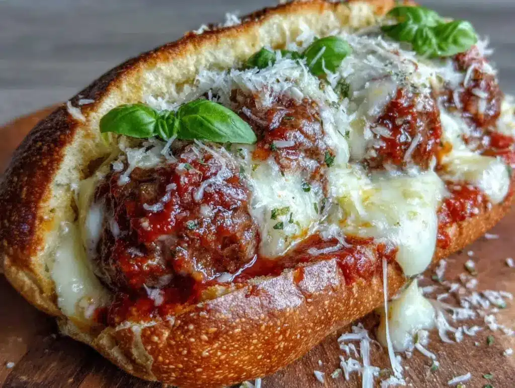 crispy baked Italian meatball sub - featured image