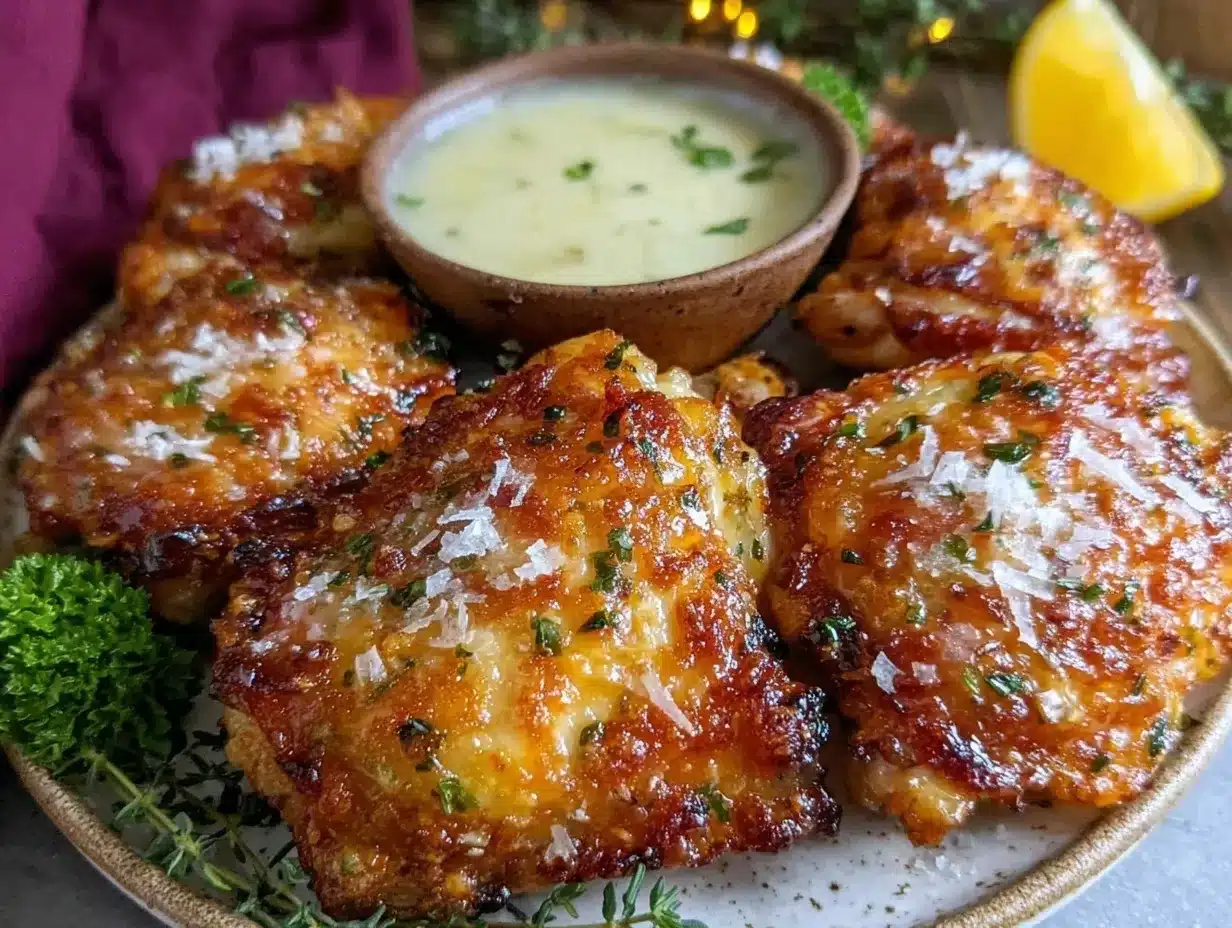 crispy garlic parmesan air fryer chicken thighs preparation steps