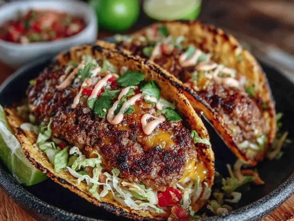 crispy smash burger tacos - featured image