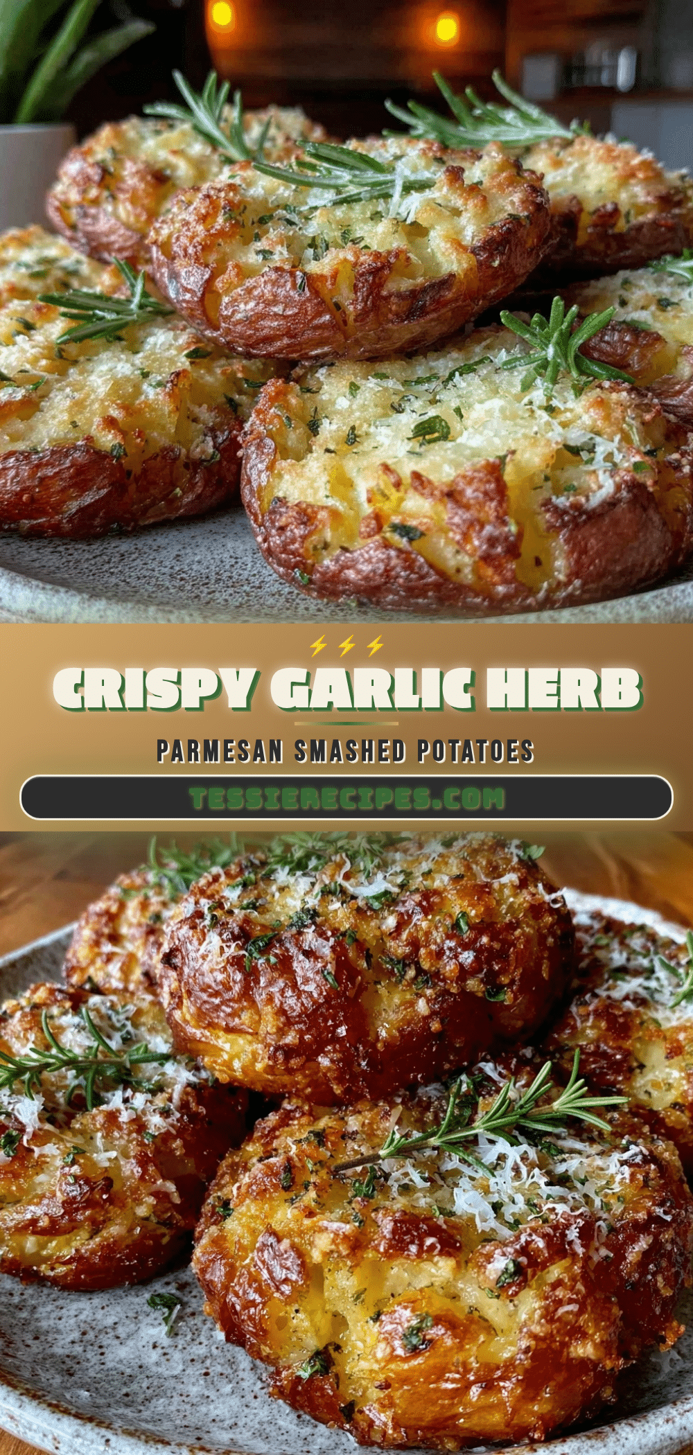 crispy smashed garlic herb potatoes recipe
