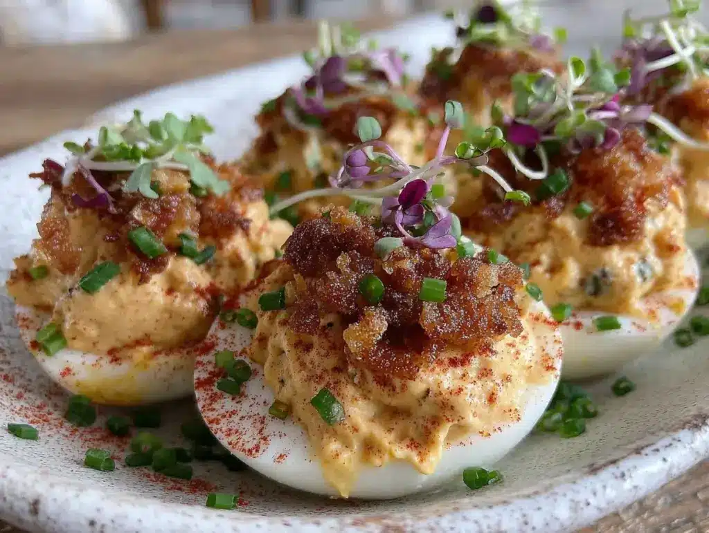 crispy smoked paprika deviled eggs - featured image
