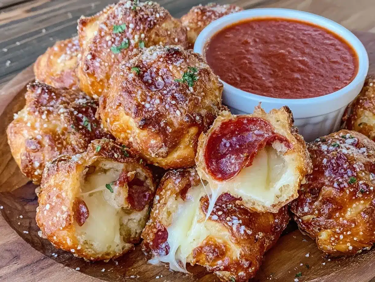 crispy stuffed pepperoni pizza pretzel bites preparation steps
