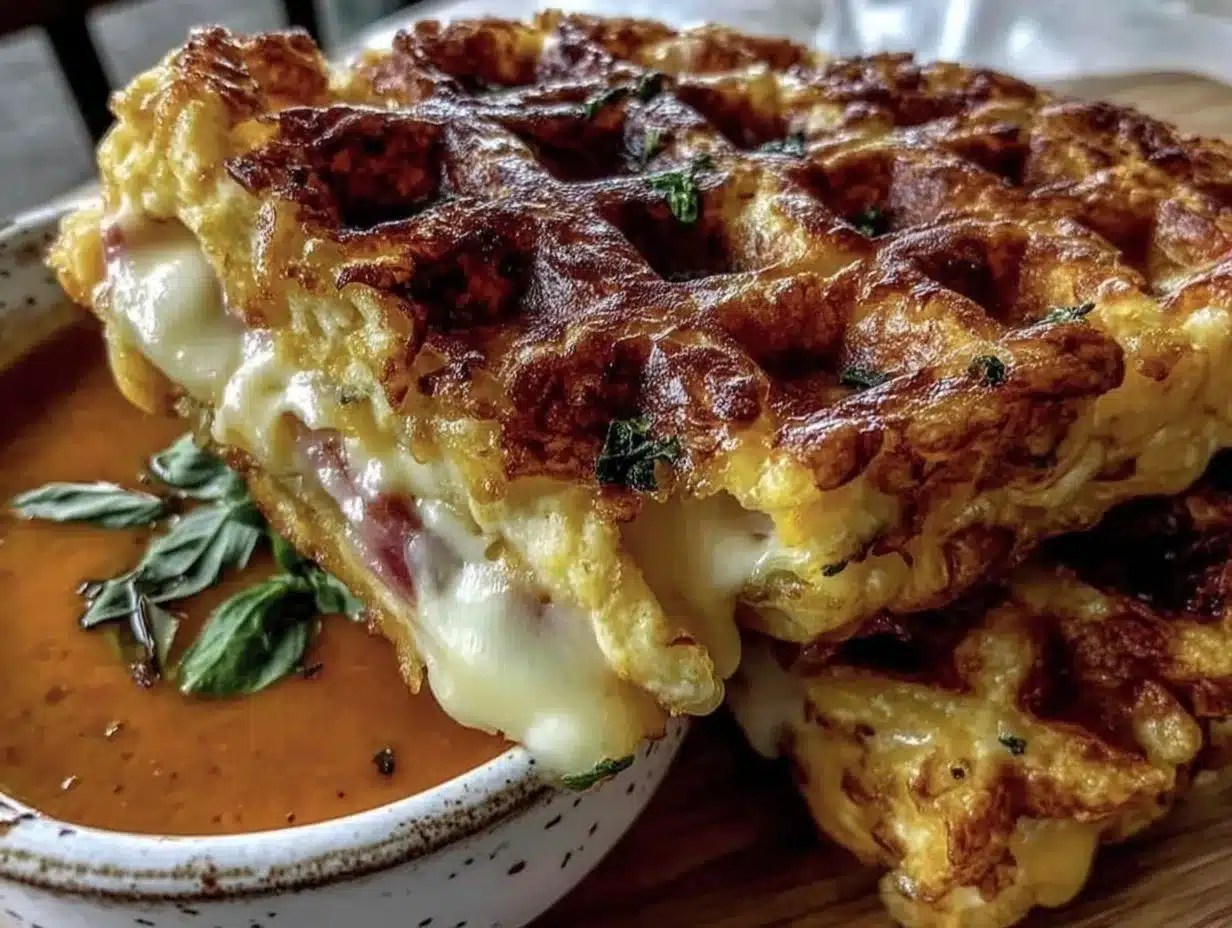 crispy waffle iron grilled cheese preparation steps