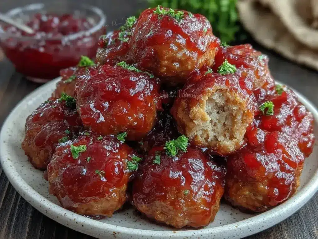 crockpot meatballs in grape jelly sauce - featured image