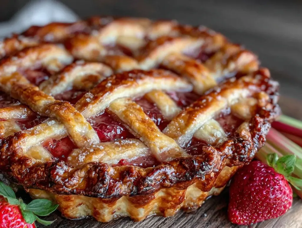 easy homemade strawberry rhubarb pie - featured image