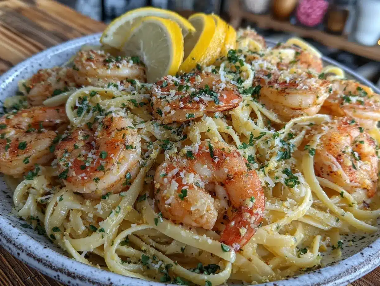 easy lemon garlic shrimp scampi linguine preparation steps