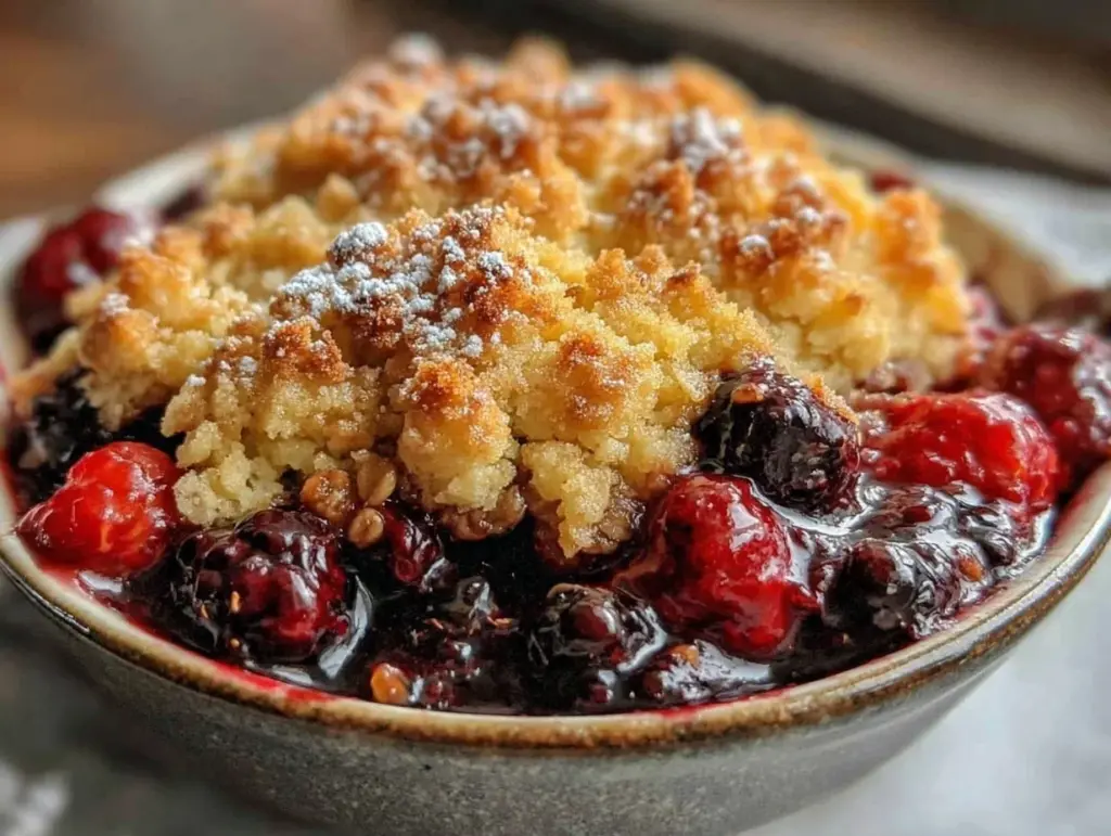 easy mixed berry cobbler - featured image