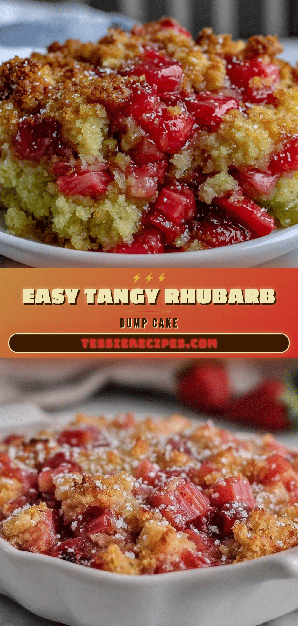 easy tangy rhubarb dump cake recipe