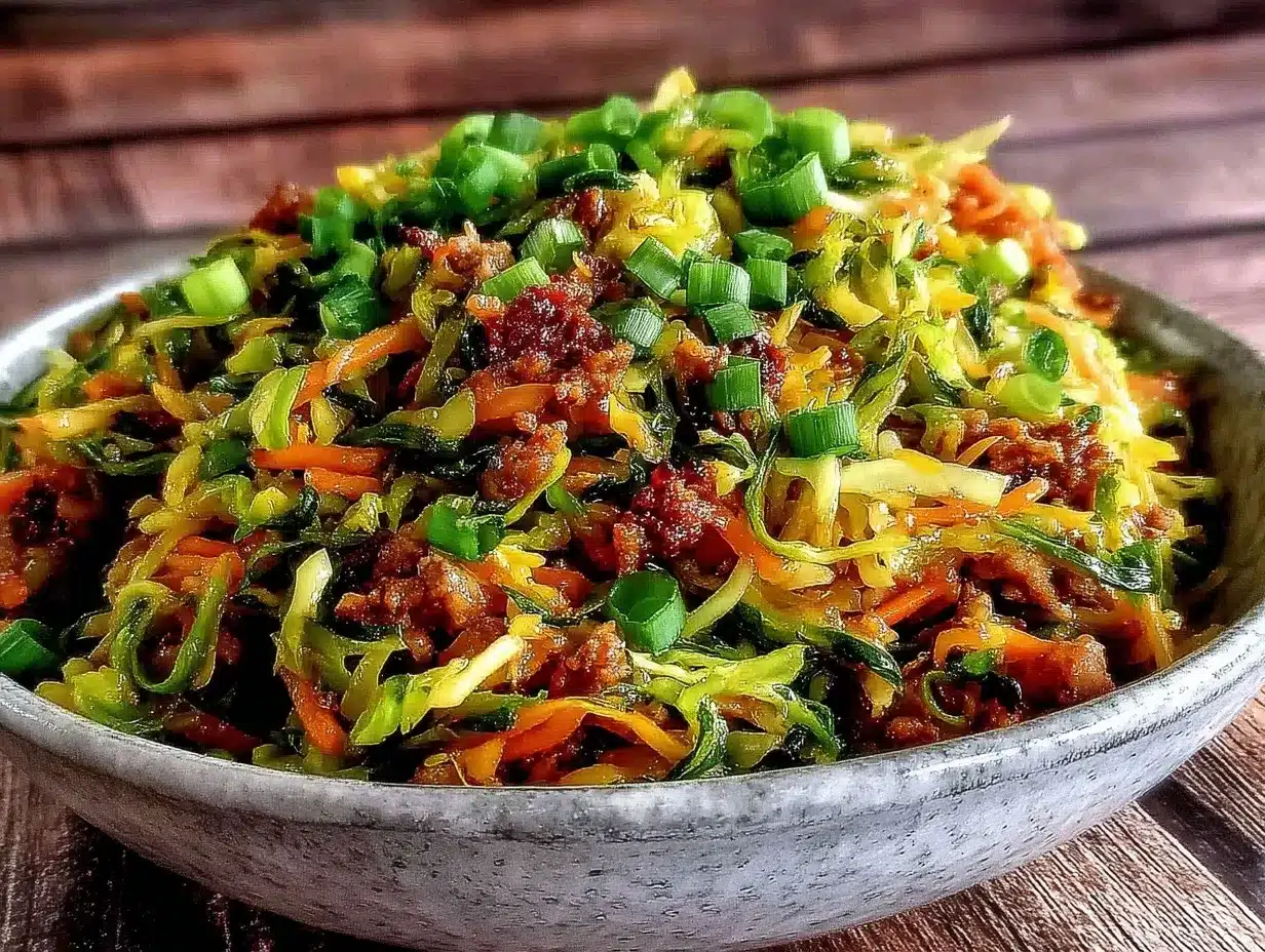 egg roll in a bowl with ground turkey preparation steps