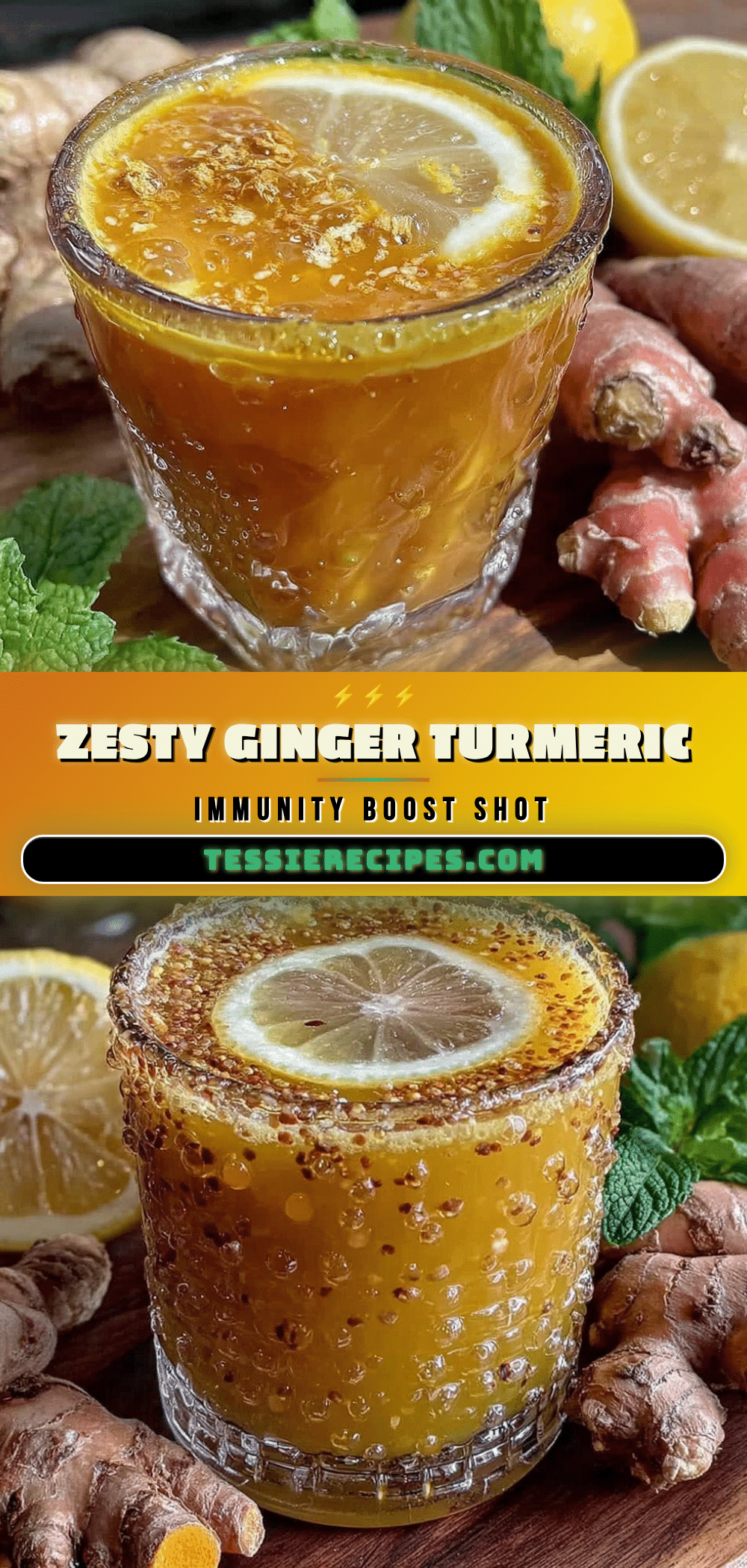 fresh ginger turmeric lemon immunity shots recipe