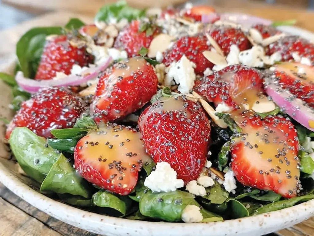 fresh strawberry spinach salad - featured image
